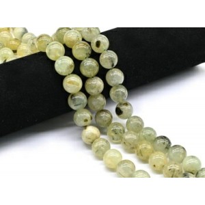 Бусины для украшений из Пренита с включением Эпидота шарик 14мм, 38см, 28 бусин