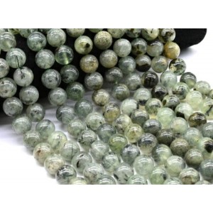 Бусины для украшений из Пренита с включением Эпидота шарик 14мм, 38см, 28 бусин