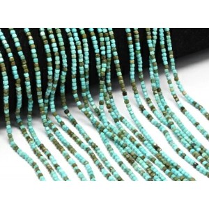 Бусины из бирюзы кубик гр.2мм, 38см, 170 бусин (иск.)