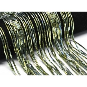 Бусины из гематита брусок 1*6мм цвет зеленый, 40см, 60 бусин