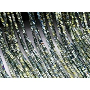 Бусины из гематита многогранник 2*1мм цвет зеленый, 40см, 320 бусин