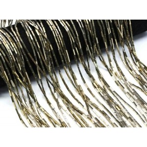 Бусины из гематита брусок 1*6мм цвет бронзовый, 40см, 60 бусин