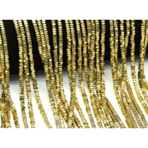 Бусины из гематита многогранник 2*1мм цвет золотистый, 40см, 320 бусин