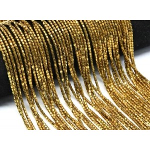 Бусины из гематита шестигранник 2*2мм цвет античное золото, 40см, 180 бусин