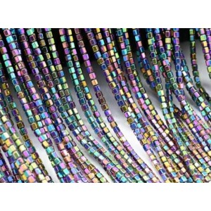 Бусины из гематита шестигранник 2*2мм цвет хамелеон, 40см, 180 бусин