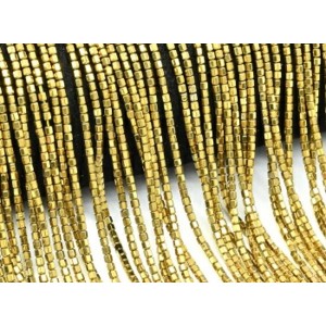 Бусины из гематита шестигранник 2*2мм цвет золотистый, 40см, 180 бусин