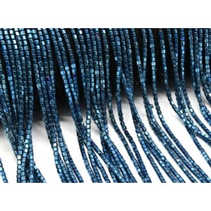 Бусины из гематита шестигранник 2*2мм цвет синий, 40см, 180 бусин