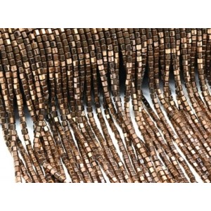 Бусины из гематита шестигранник 3*3мм цвет медный, 40см, 140 бусин