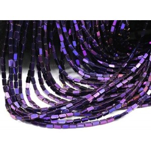 Бусины из гематита брусок 2*3мм цвет фиолетовый, 39см, 115 бусин