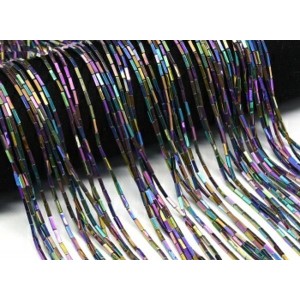 Бусины из гематита брусок 1*6мм цвет хамелеон, 40см, 60 бусин