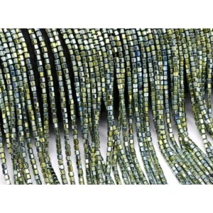 Бусины из гематита шестигранник 2*2мм цвет зеленый, 40см, 180 бусин Бусины из гематита шестигранник 2*2мм цвет зеленый, 40см, 180 бусин