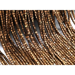 Бусины из гематита шестигранник 2*2мм цвет медный, 40см, 180 бусин
