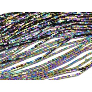 Бусины из гематита кубик 2мм цвет хамелеон, 40см, 175 бусин