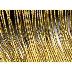 Бусины из гематита цилиндр 2*2мм цвет золотистый, 40см, 230 бусин