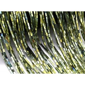 Бусины из гематита брусок 1*3мм цвет зеленый, 40см, 130 бусин