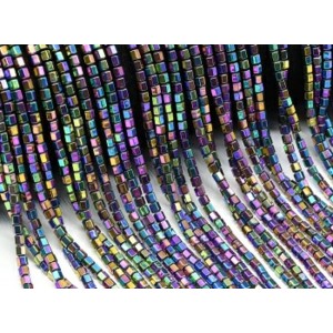 Бусины из гематита шестигранник 3*3мм цвет хамелеон, 40см, 140 бусин