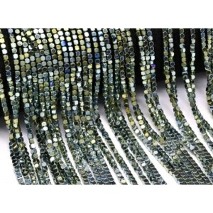 Бусины из гематита кубик 2мм цвет зеленый, 40см, 170 бусин