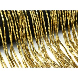 Бусины из гематита брусок 2*3мм цвет золотистый, 38см, 110 бусин