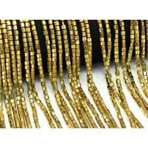 Бусины из гематита шестигранник 3*3мм цвет золотистый, 40см, 140 бусин