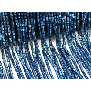 Бусины из гематита шестигранник 3*3мм цвет синий, 40см, 140 бусин