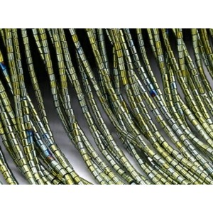 Бусины из гематита цилиндр 2*2мм цвет зеленый, 39см, 225 бусин