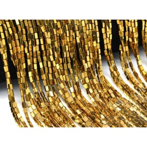 Бусины из гематита брусок 2*3мм цвет античное золото, 38см, 110 бусин