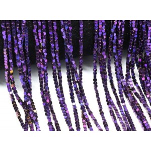 Бусины из гематита кубик 1,5мм цвет фиолетовый, 40см, 240 бусин Бусины из гематита кубик 1,5мм цвет фиолетовый, 40см, 240 бусин