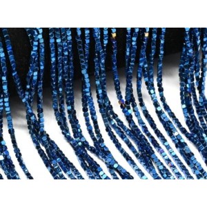 Бусины из гематита кубик 1,5мм цвет синий, 40см, 240 бусин Бусины из гематита кубик 1,5мм цвет синий, 40см, 240 бусин