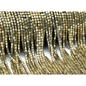 Бусины из гематита шестигранник 3*3мм цвет бронзовый, 40см, 140 бусин