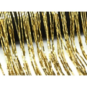 Бусины из гематита брусок 1*3мм цвет золотистый, 40см, 130 бусин