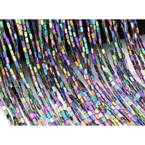 Бусины из гематита брусок 2*3мм цвет хамелеон, 38см, 115 бусин