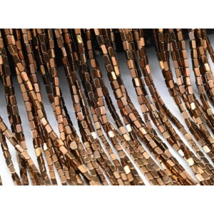 Бусины из гематита брусок 2*3мм цвет медный, 40см, 130 бусин