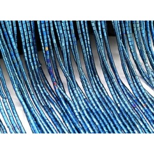 Бусины из гематита цилиндр 2*2мм цвет синий, 40см, 230 бусин