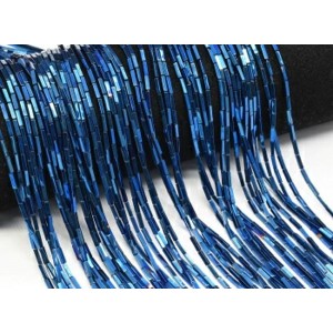 Бусины из гематита брусок 1*6мм цвет синий, 40см, 60 бусин