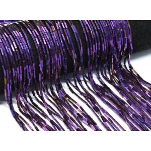 Бусины из гематита брусок 1*6мм цвет фиолетовый, 40см, 60 бусин