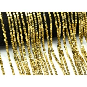 Бусины из гематита кубик 2мм цвет золотистый, 40см, 175 бусин