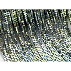 Бусины из гематита кубик 2мм цвет зеленый, 40см, 175 бусин