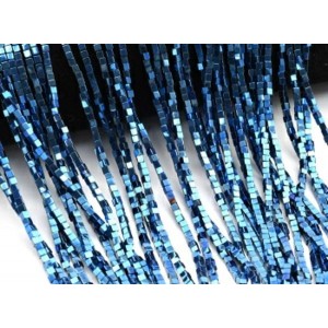 Бусины из гематита кубик 2мм цвет синий, 40см, 175 бусин