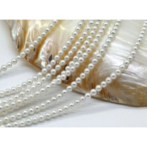 Бусины из жемчуга шарик 3,7мм белый, 39см, 113 бусин Бусины из жемчуга шарик 3,7мм белый, 39см, 113 бусин