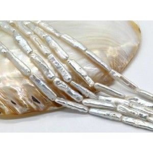 Бусины из жемчуга барокко 5*23мм белый, 38см, 17 бусин Бусины из жемчуга барокко 5*23мм белый, 38см, 17 бусин