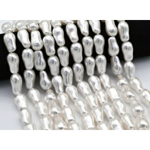 Бусины из майорки форма Барокко 13*24мм цвет белый, 40см, 16 бусин (иск.) Бусины из майорки форма Барокко 13*24мм цвет белый, 40см, 16 бусин (иск.)