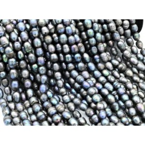 Бусины из жемчуга овал 9*12мм цвет черный хамелеон, 37см, 34 бусины