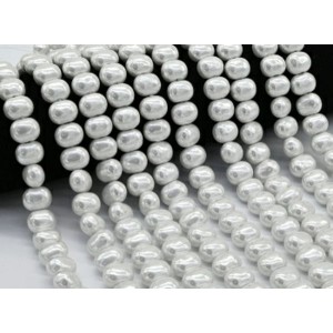 Бусины из майорки овал 13*11мм цвет белый, 40см, 37 бусин (иск.)