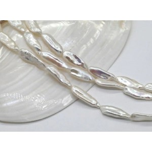 Бусины из жемчуга барокко 9*27мм белый, 38см, 15 бусин