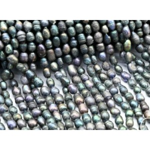 Бусины из жемчуга овал 8*10мм цвет черный хамелеон, 38см, 36 бусин