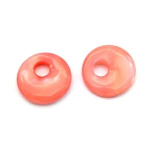 Бусины-бублики для швенз из перламутра Ø18,5мм цвет розовый, 1пара