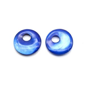 Бусины-бублики для швенз из перламутра Ø18,5мм цвет синий, 1пара
