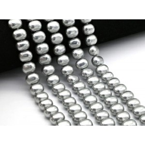 Бусины из майорки овал 13*11мм цвет серый, 40см, 37 бусин (иск.)