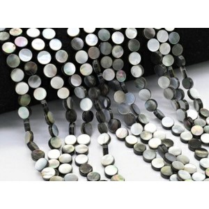 Бусины из перламутра круг 8*8мм, цвет графит, 37см, 46 бусин