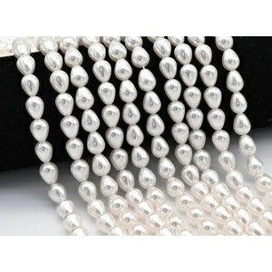 Бусины из майорки капля 8*10мм цвет белый, 40см, 40 бусин (иск.)